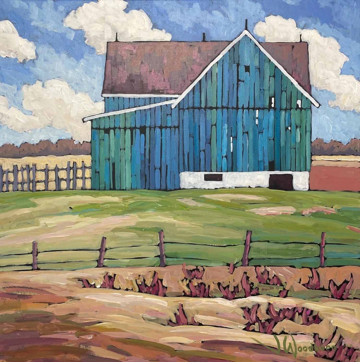 Country Life 24"x24" Acrylic on Canvas, Autumn Art Sale at McMichael Gallery $975