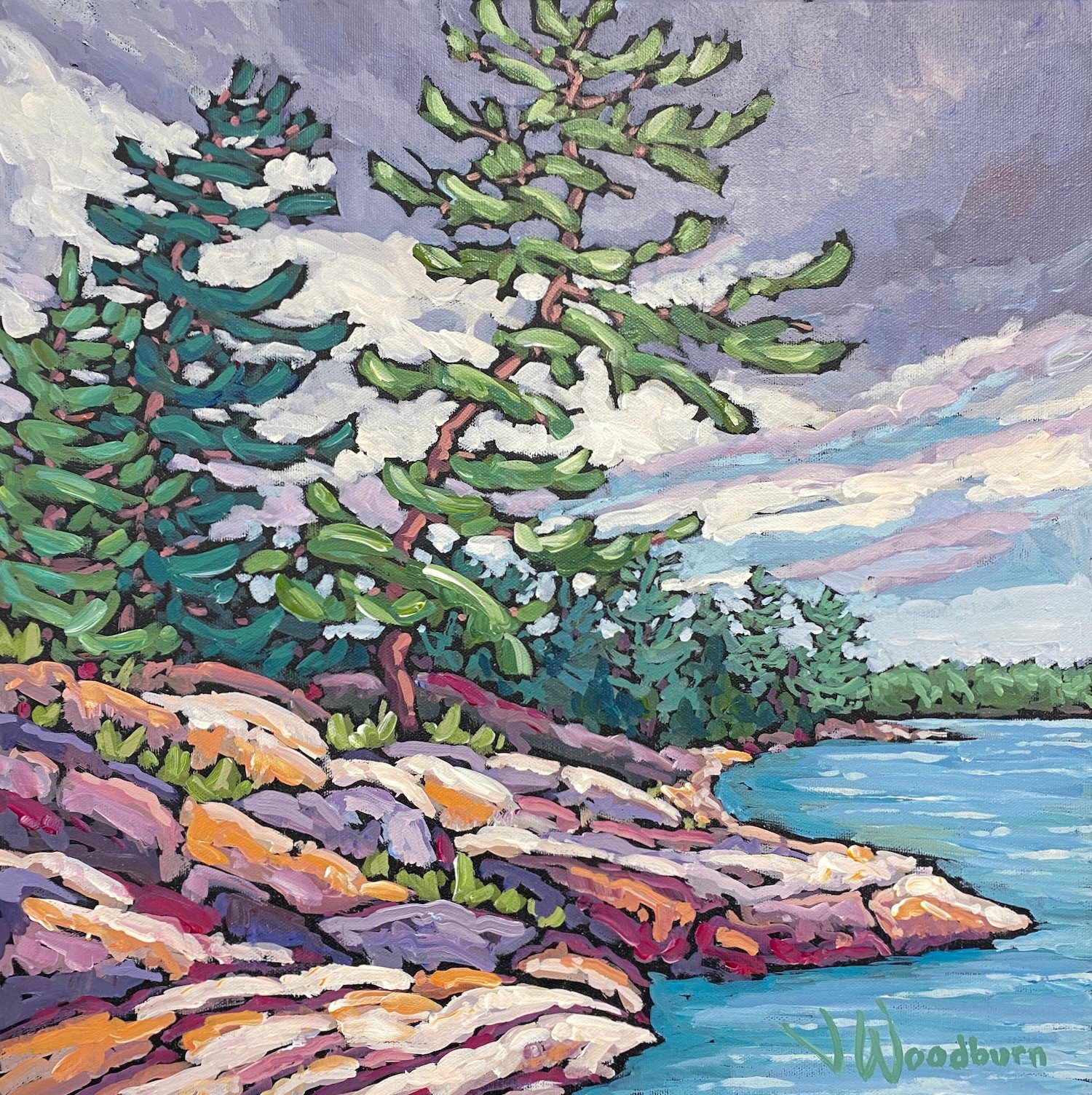 Lifting Storm 16"x16" Acrylic on Canvas, Ojibway Club Art Show $475