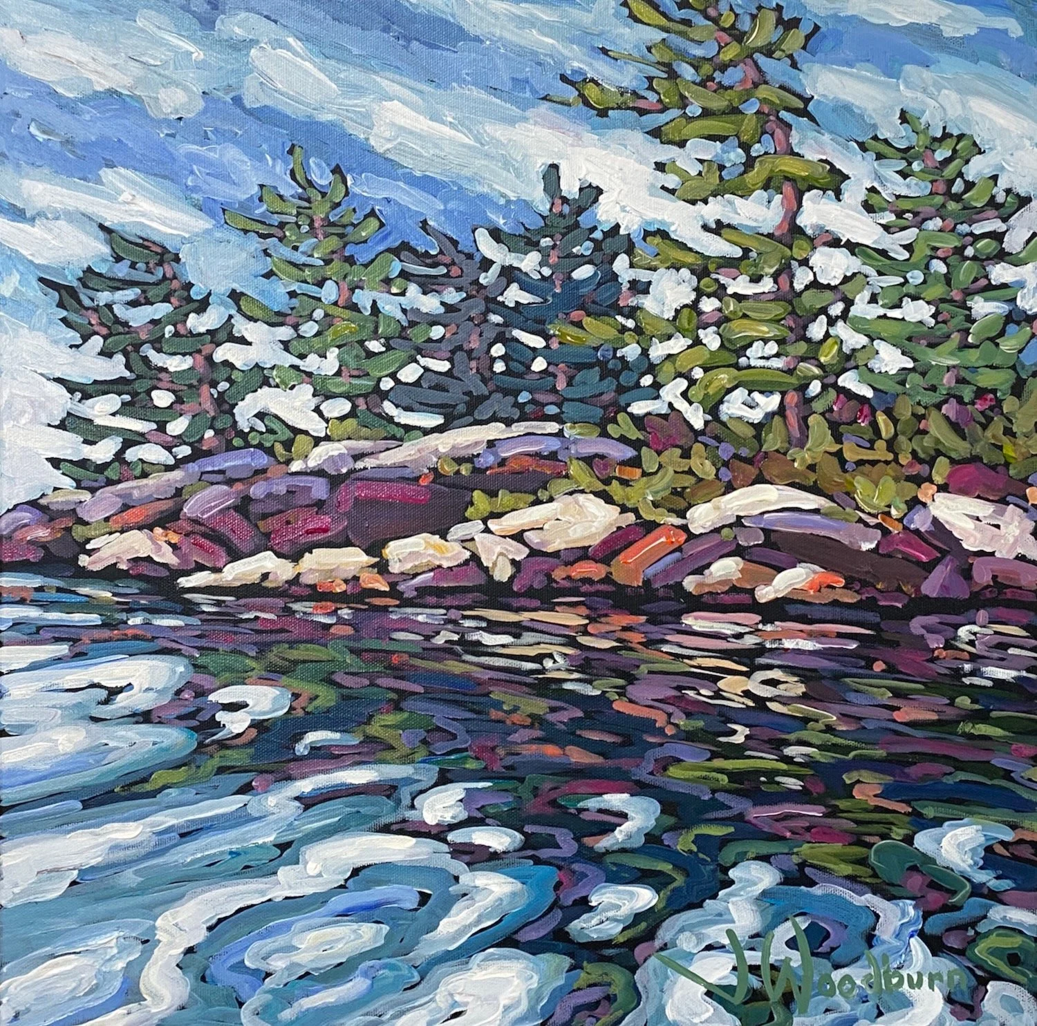 Echoes on the Water 16"x16" Acrylic on Canvas, Studio Store $475