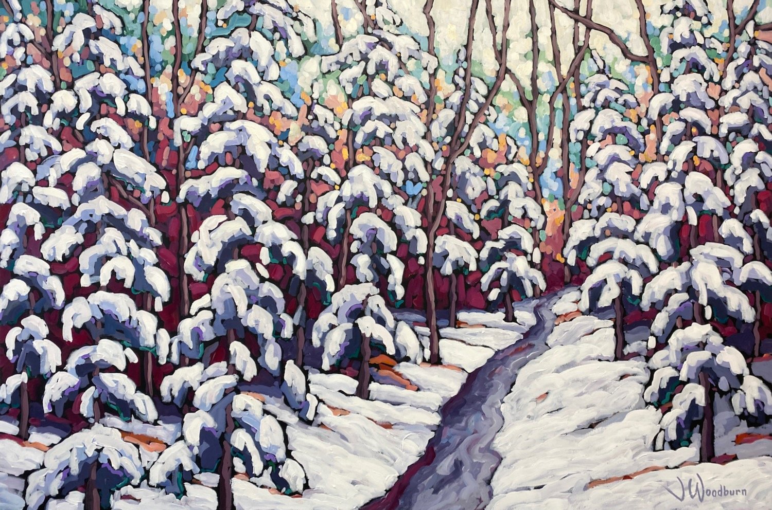 Embrace the Snow 40"x60" Acrylic on Canvas, Loft Gallery $4300