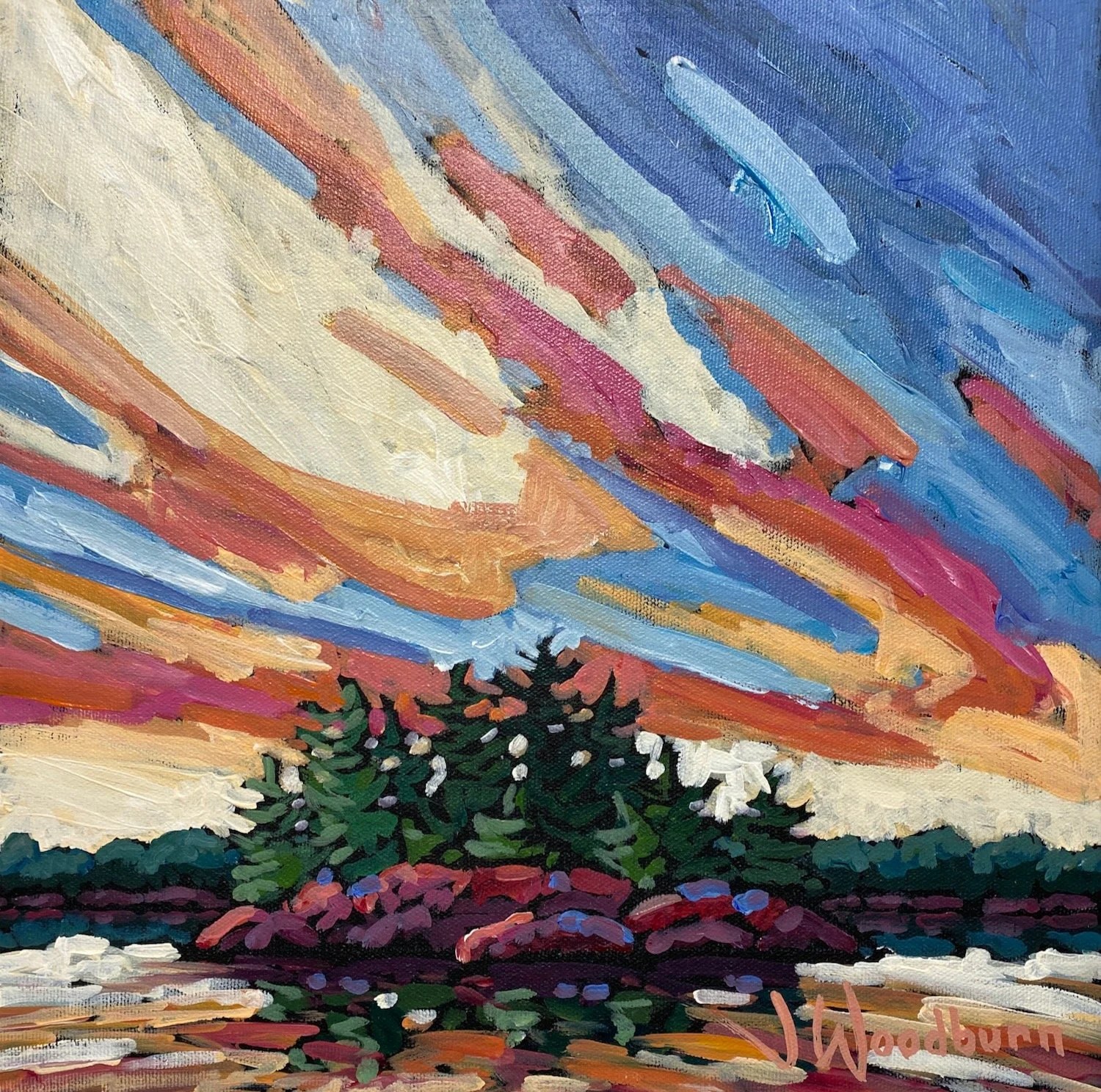 Drawn In 12"x12" Acrylic on Canvas, Autumn Art Sale at McMichael Gallery $325