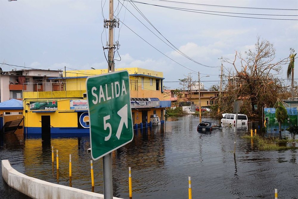 Flood waters remain high in Carolina, Puerto Rico, Sept. 22, 2017, after Hurricane Maria slammed the island. Puerto Rico National Guard photo by Sgt. Jose Ahiram Diaz-Ramos