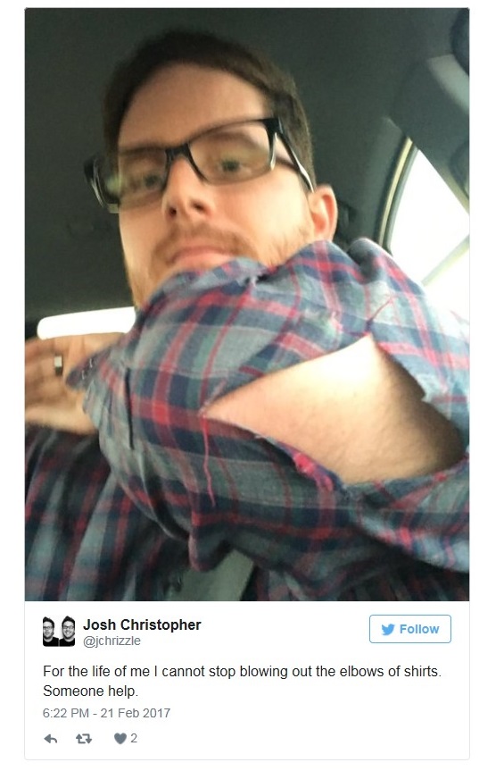 Another shirt bites the dust as Josh lets one rip ... again.