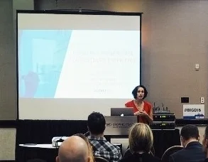 projekt202 VP of Experience Strategy and Insight Aliza Gold leads a discussion during the Big Design conference.