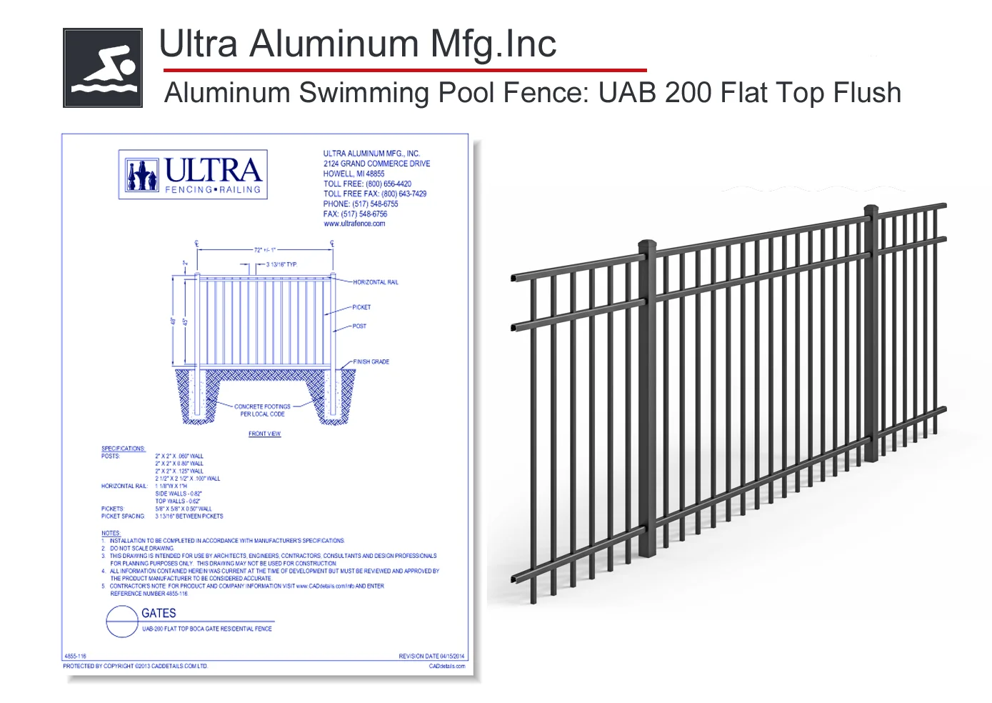 4855-116 UAB 200 Flat Top Flush Fence
