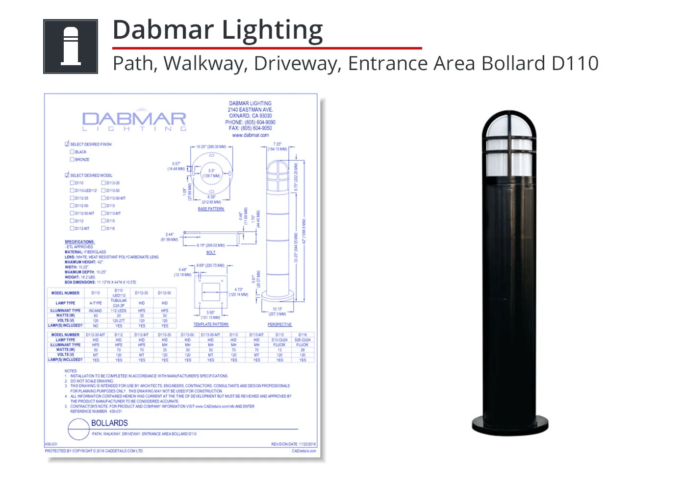 458-031 D110 Bollard
