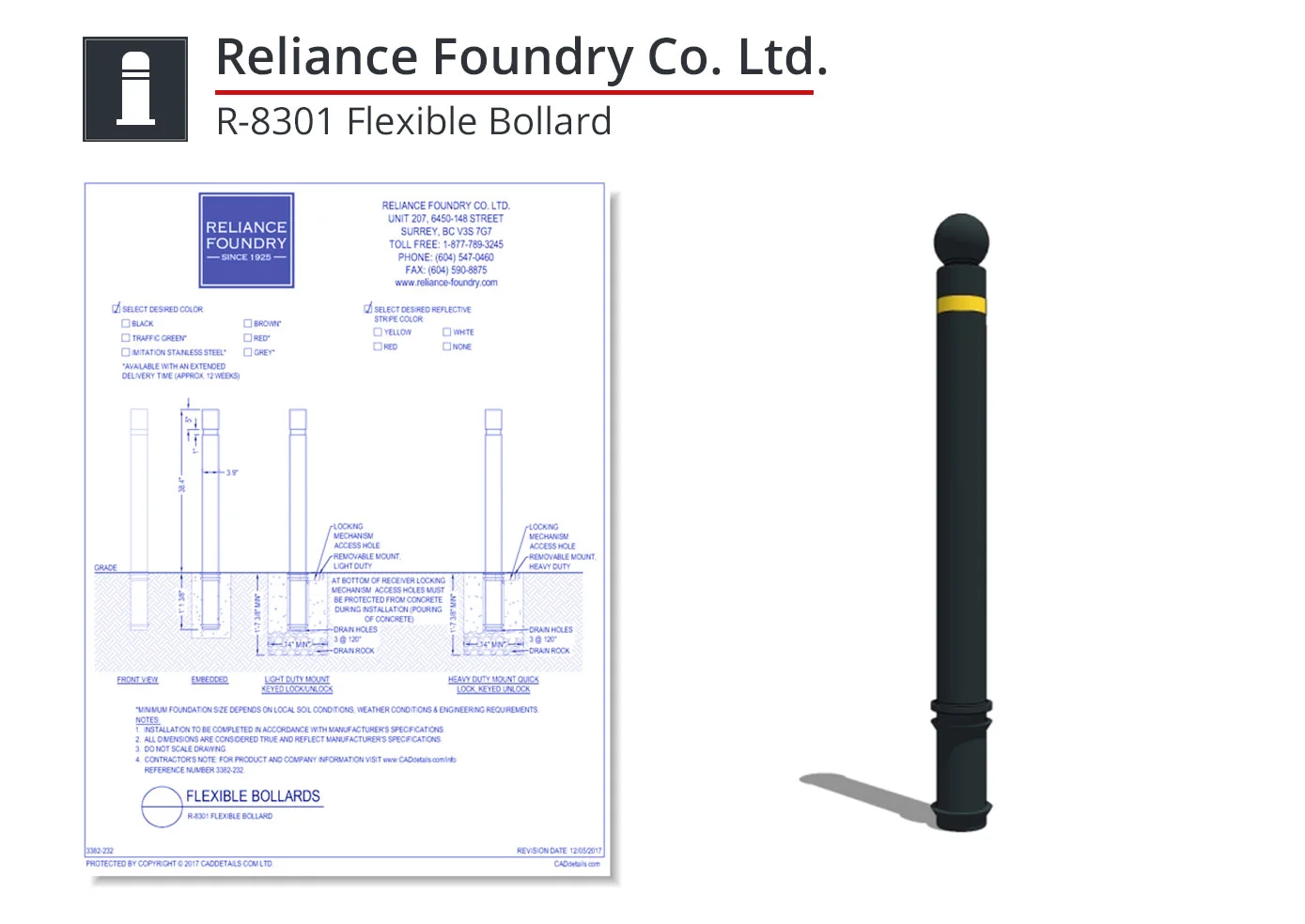 3382-232 R-8301 Flexible Bollard
