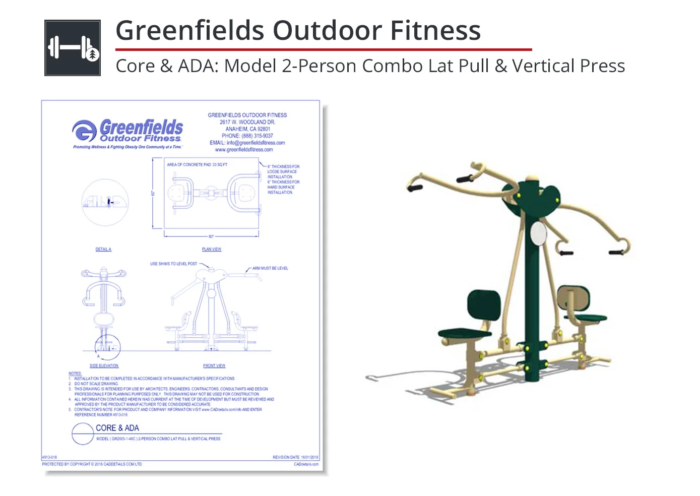 4913-018 2-Person Combo Lat Pull & Vertical Press