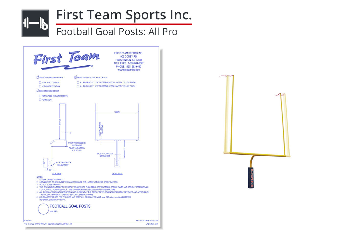 4189-049 Football Goal Posts: All Pro