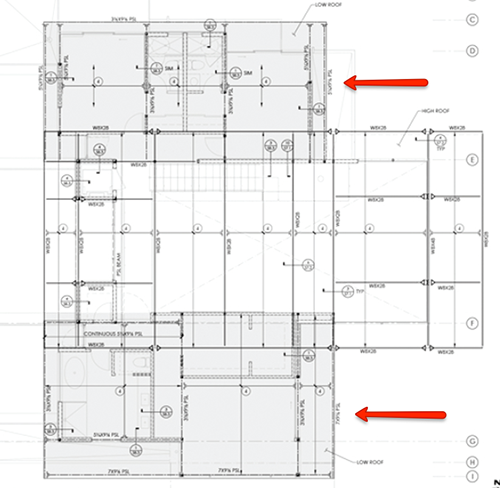 Did the gray areas for the upper roof plan really need to be steel? Image: Mark English Architects