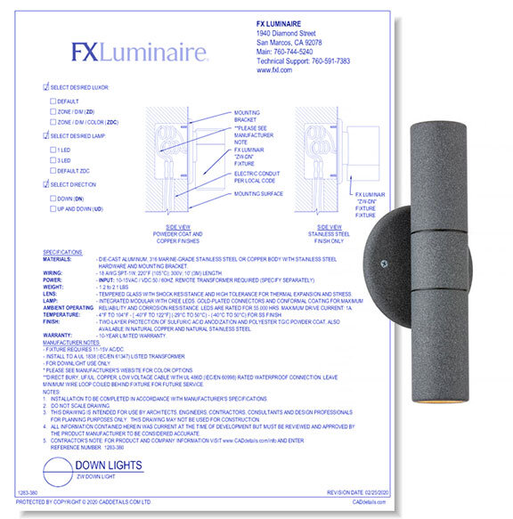 FX-Luminaire-ZW-Down-Light-Free-CAD-Drawing