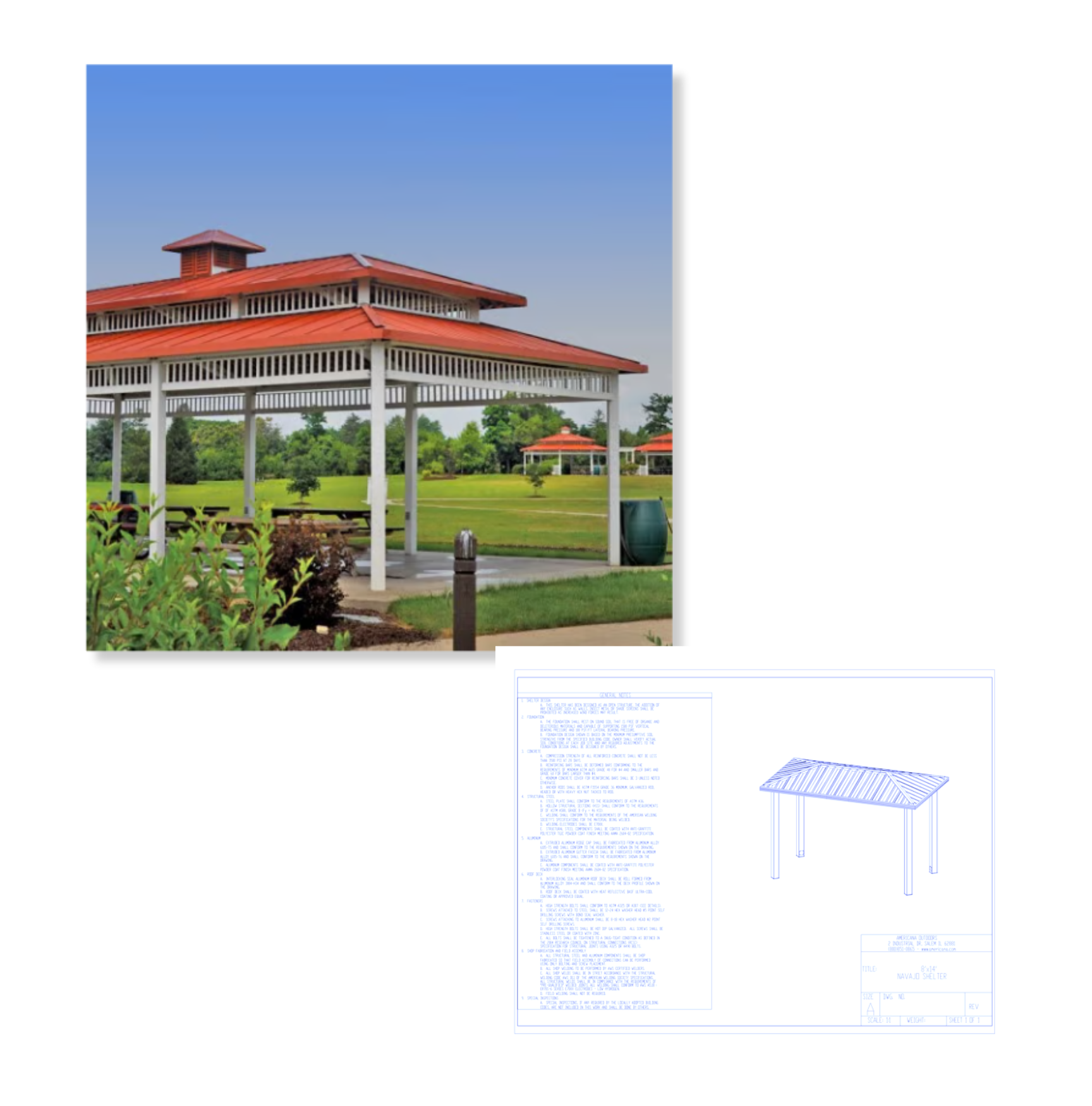 Image and CAD drawing of Navajo Shelter