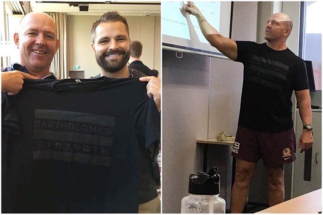 A big thanks to @coach_brettb for giving me a Bartholomew Strength t-shirt at the ASCA conference in Melbourne this month.  I got to wear it while guest speaking at a lecture to Strength &amp; Conditioning students at my local Sunshine Coast Tafe.