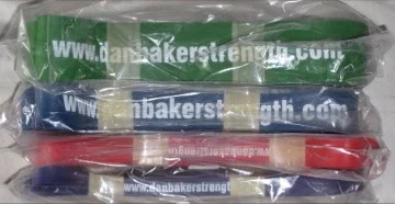 Our bands - Green = 44.4 mm wide, Blue = 28.6 mm wide, Red = 20.6 mm wide, Purple = 12.7 mm wide. All bands are 1-meter long in flat length.