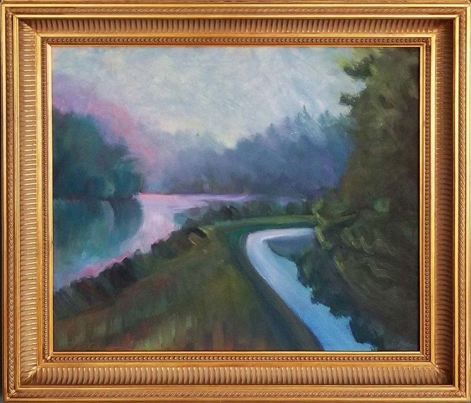    "Canal Towpath Point Pleasant"  1990 14” x 16” Oil on Masonite    $2,000  