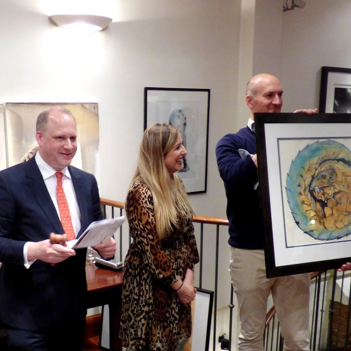 At a charity auction with Sotheby's Richard Fattorini, raising funds for pangolins, at Patrick Mavros