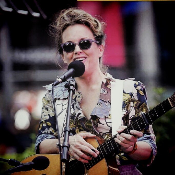   Alice Ripley performs live in Times Square as part of the beloved Broadway Buskers series, wearing a one-of-a-kind jacket, designed for her by Jake Egan    
