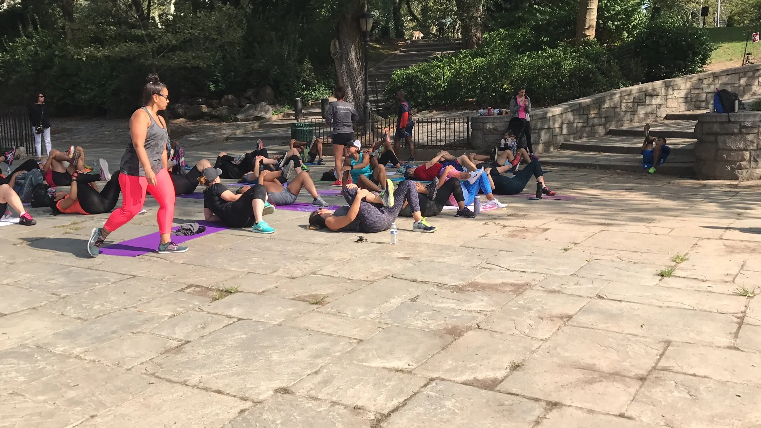 Dawn assisting 70 person #RunpainFree workout event 