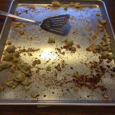 That's all that's left from 2 heads of cauliflower!