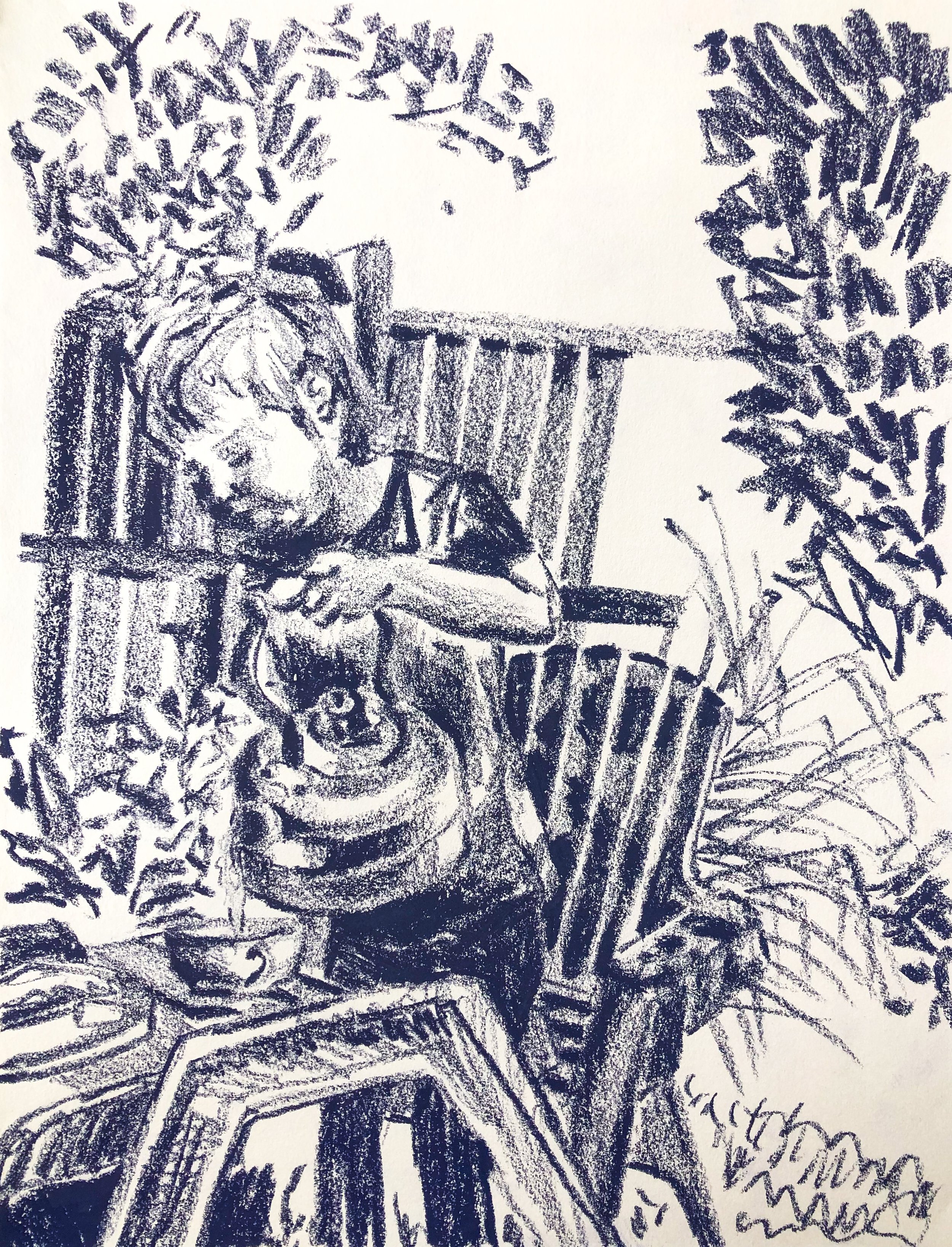 Pouring Tea in June (sketchbook page)