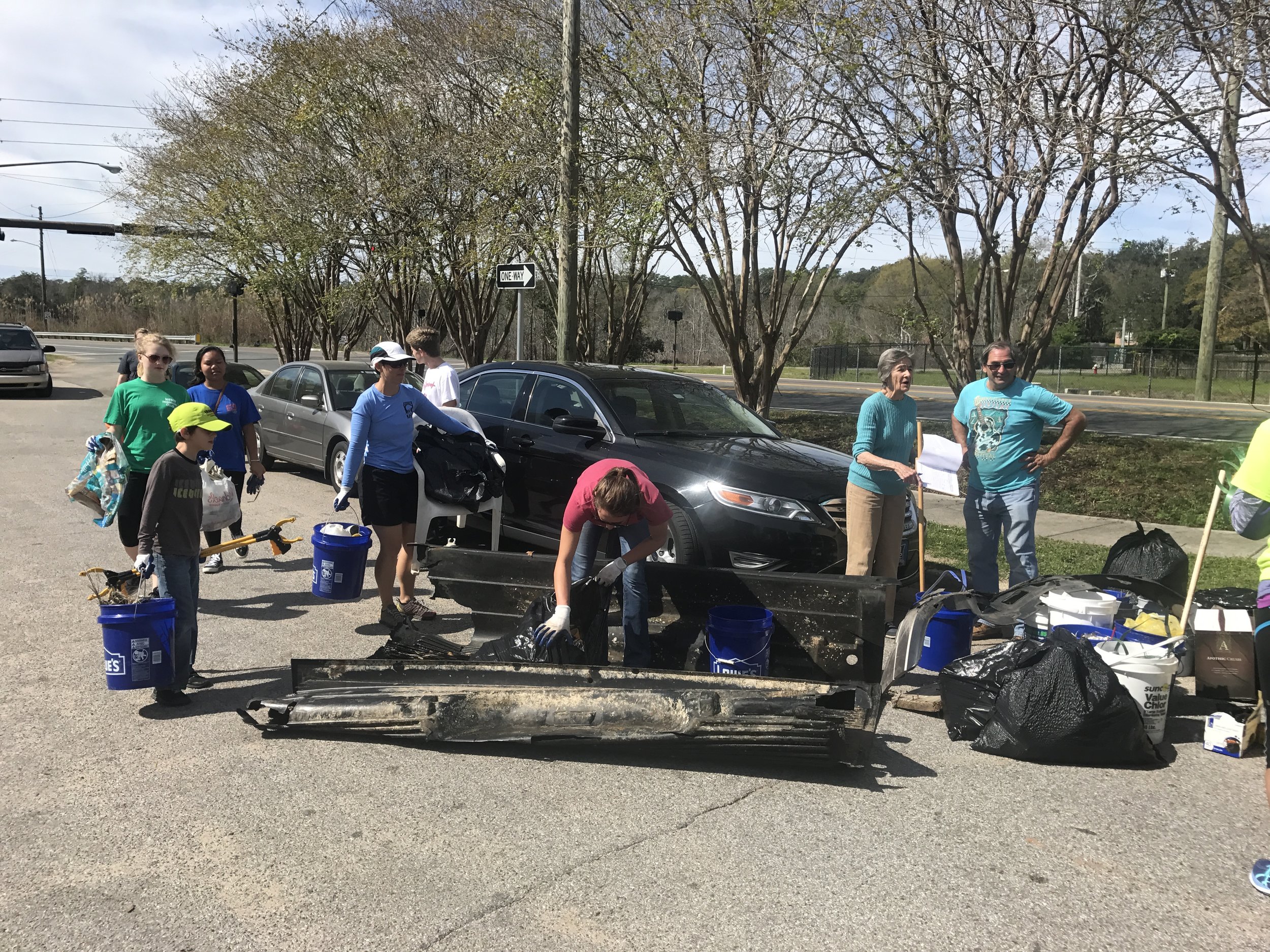 31 volunteers (thanks West Florida High Honor Society) picked up 11 trash bags of bottles and styrofoam. Also a pickup bed liner and a front bumper off a car.