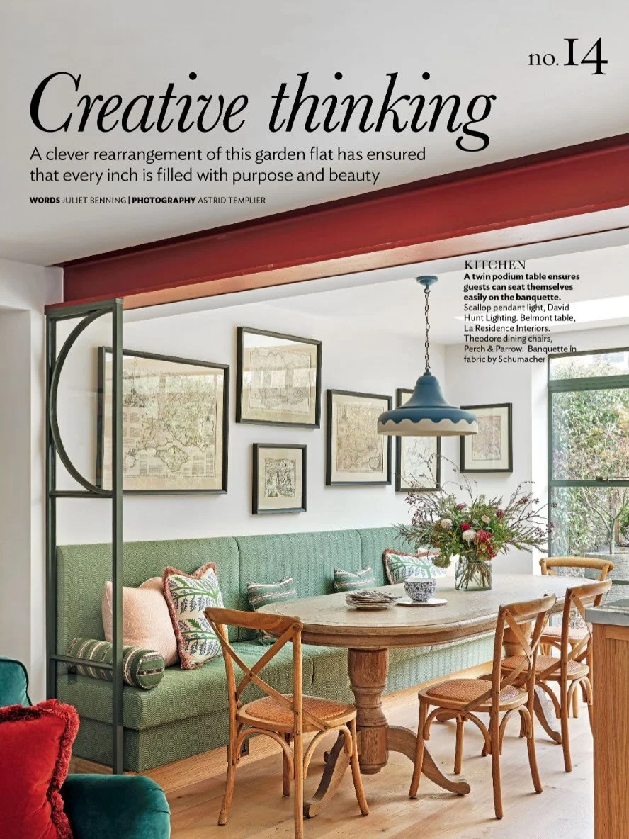 **Creative thinking** Featured in the October issue of @25beautifulhomesmagazine is @lucindasanforddesign South West London garden flat project. I&rsquo;m still struck by the fabulous design ideas in this home which takes guests on a colourful and ex