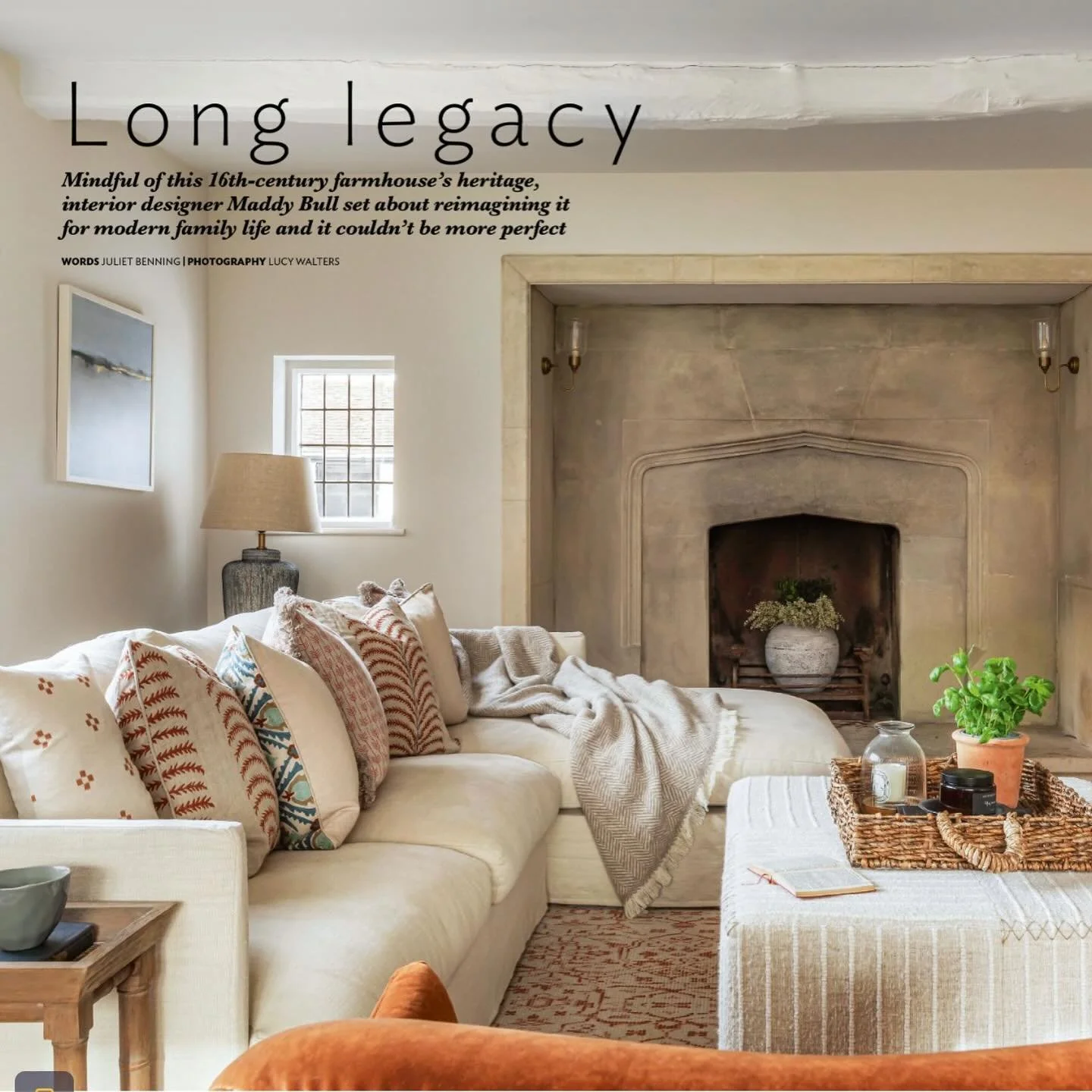 **Long Legacy** For the October issue of @25beautifulhomesmagazine I quizzed Maddy Bull @hollandgreeninteriors on how she created the interiors of this 16th Century farmhouse, reimagining it for family life. It&rsquo;s effortless and elegant but feel