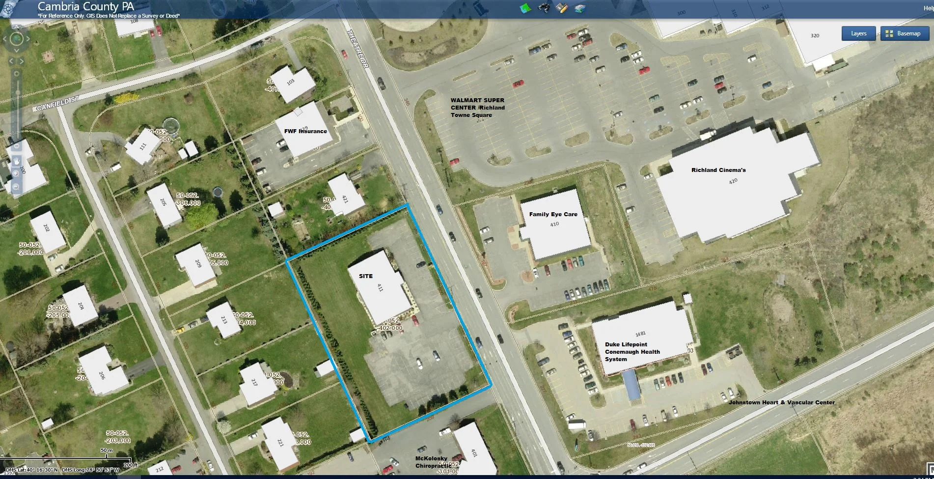 411 Theatre Drive Aerial Tax Map - Click to enlarge