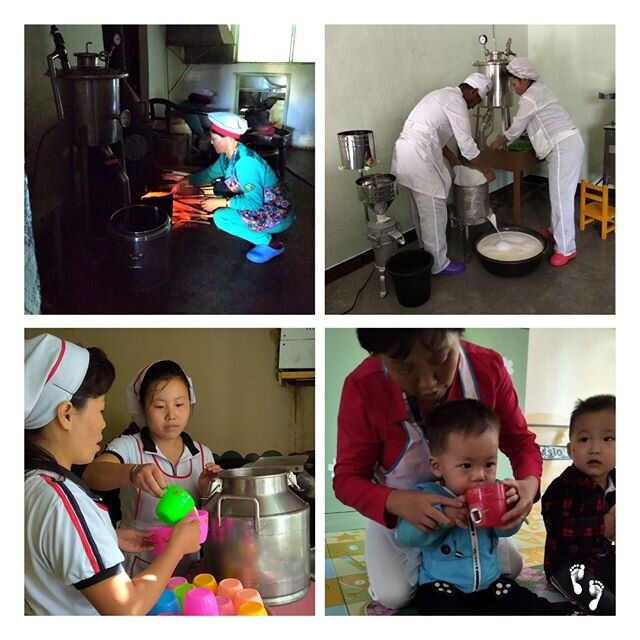 Many hands work together to get a daily cup of fresh and tasty soymilk into the hands of little ones in North Korea. 
북한 어린이들의 손에 전달되는 매일 한잔의 신선한 콩우유는 많은 사람들의 수고와 헌신의 열매입니다.