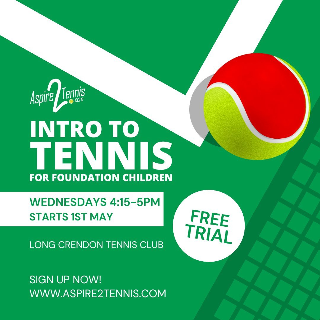 We're thrilled to announce the launch of our newest tennis group for children in Foundation starting on Wednesday 1st May - sign up for a free trial session now!

At Aspire2Tennis we believe in fostering a love for sports from a young age, and our ne