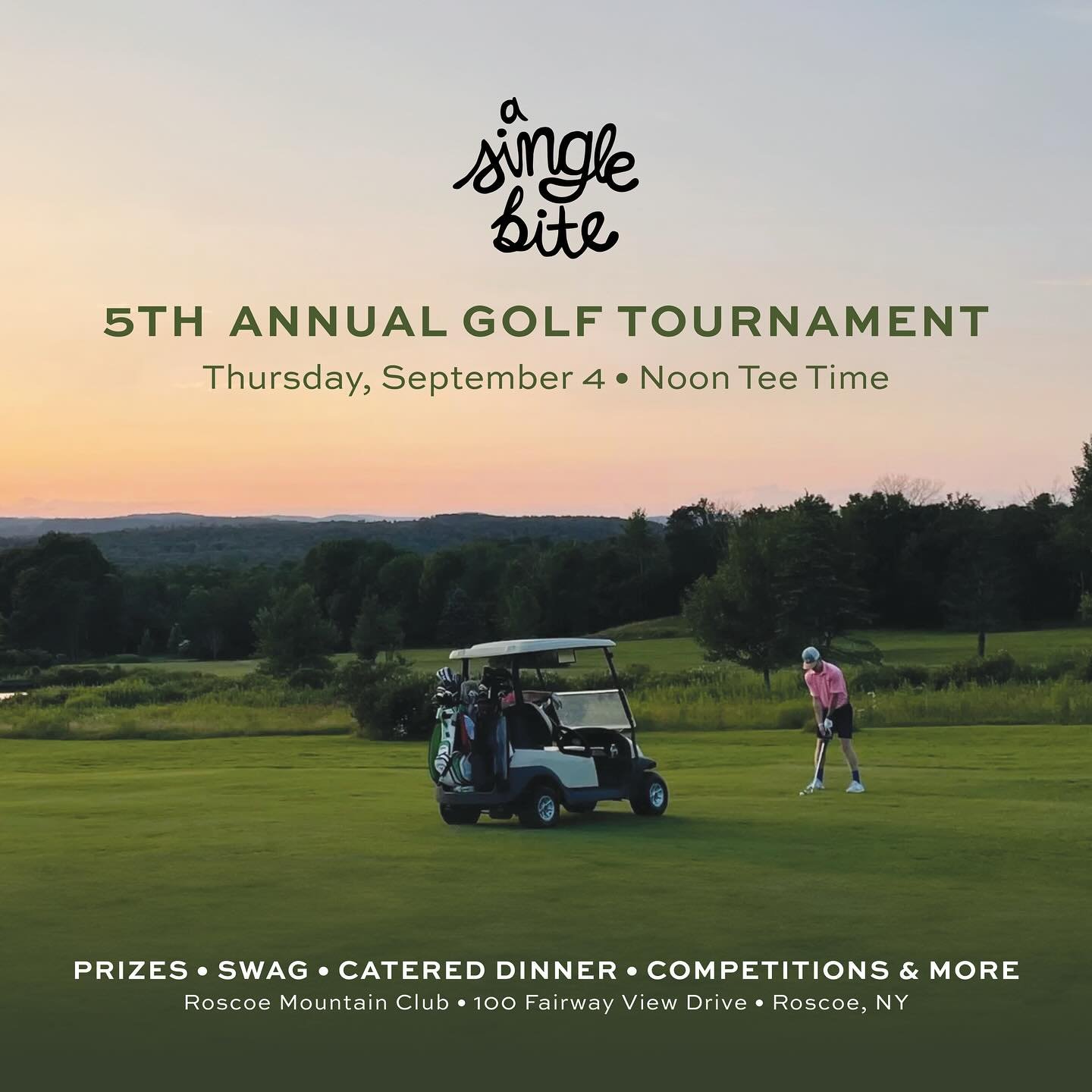 Get ready! The Fifth Annual A Single Bite Golf Tournament player registration, and sponsor opportunities link is live!
Don&rsquo;t wait!  After last year&lsquo;s tremendous success, we know the field of players will fill fast. 
Thanks to the generosi