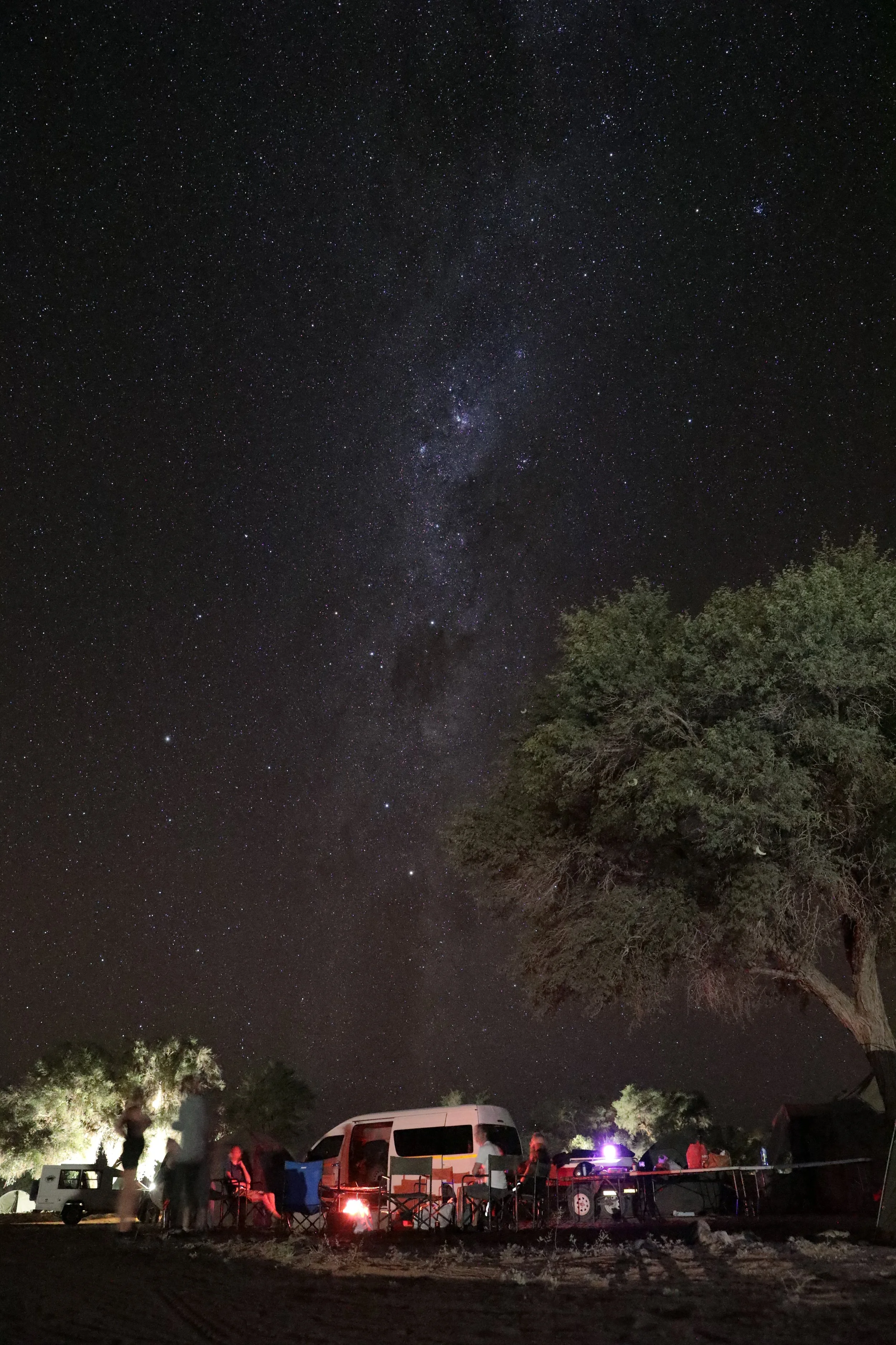 night sky over campsite at sossusvlei Namibia long exposure milky way