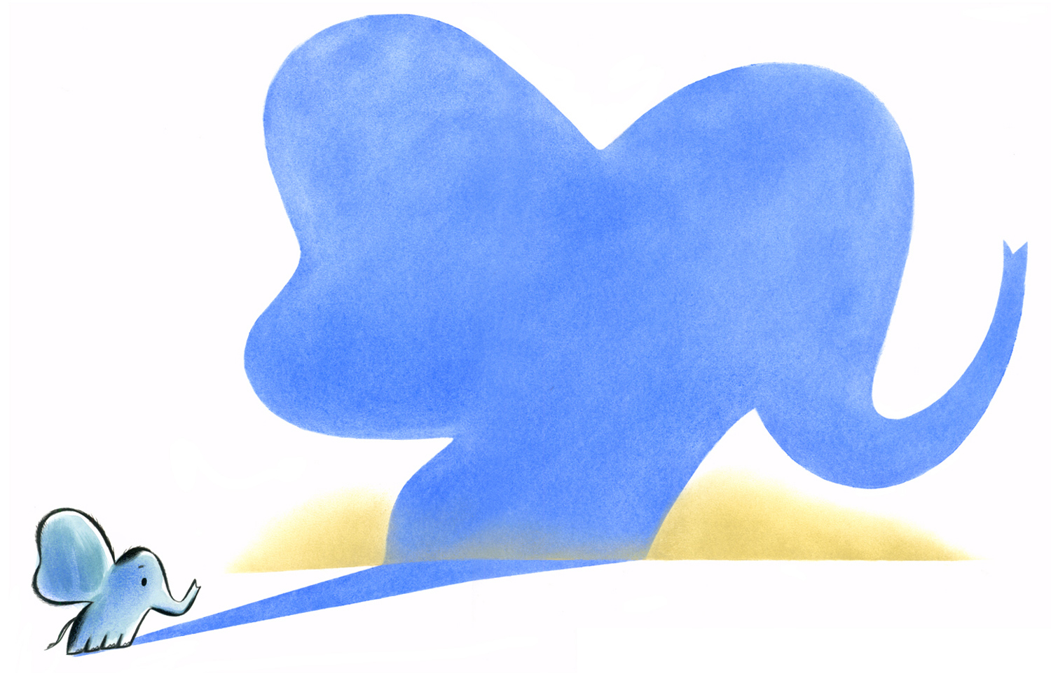 click upper right corner of images to enlarge above: illustration from the title page of the book. Little Tumbo's inability to trumpet looms large in his worried mind.