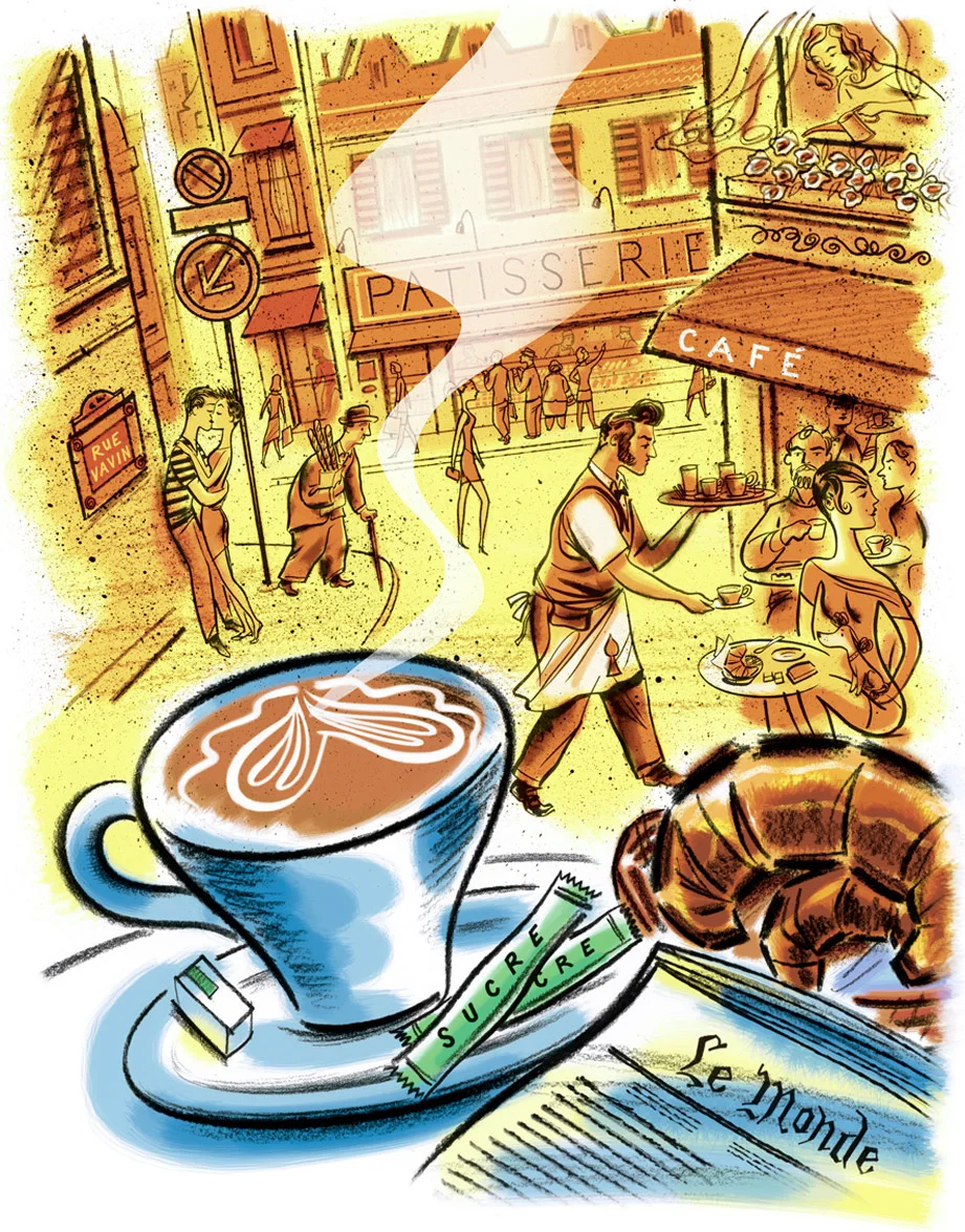 click upper right corner of images to enlarge Paris Cafe / Westways magazine travel article