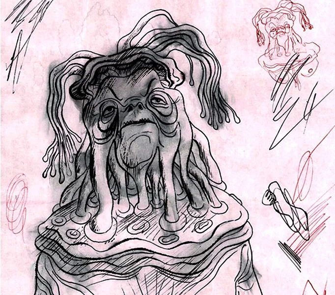 wise older alien with tube-like tendons that connect head and torso click upper right corner of images to enlarge