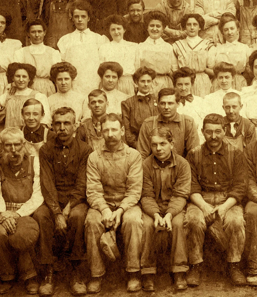 above is one of the reference photos of the actual workers who were employed by Edwin Binney at his chemical factory in 1906… the real people who helped Edwin experiment and create the first recipes for making the color crayons which became known as Crayola Crayons
