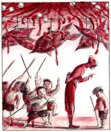 ^ an illustration from 1987 by Steven Salerno for The New York Times -which appeared in their Sunday Magazine… for an article about The US monitoring countries trying to develop military nuclear capabilities. (crayon, ink, &amp; ink wash)