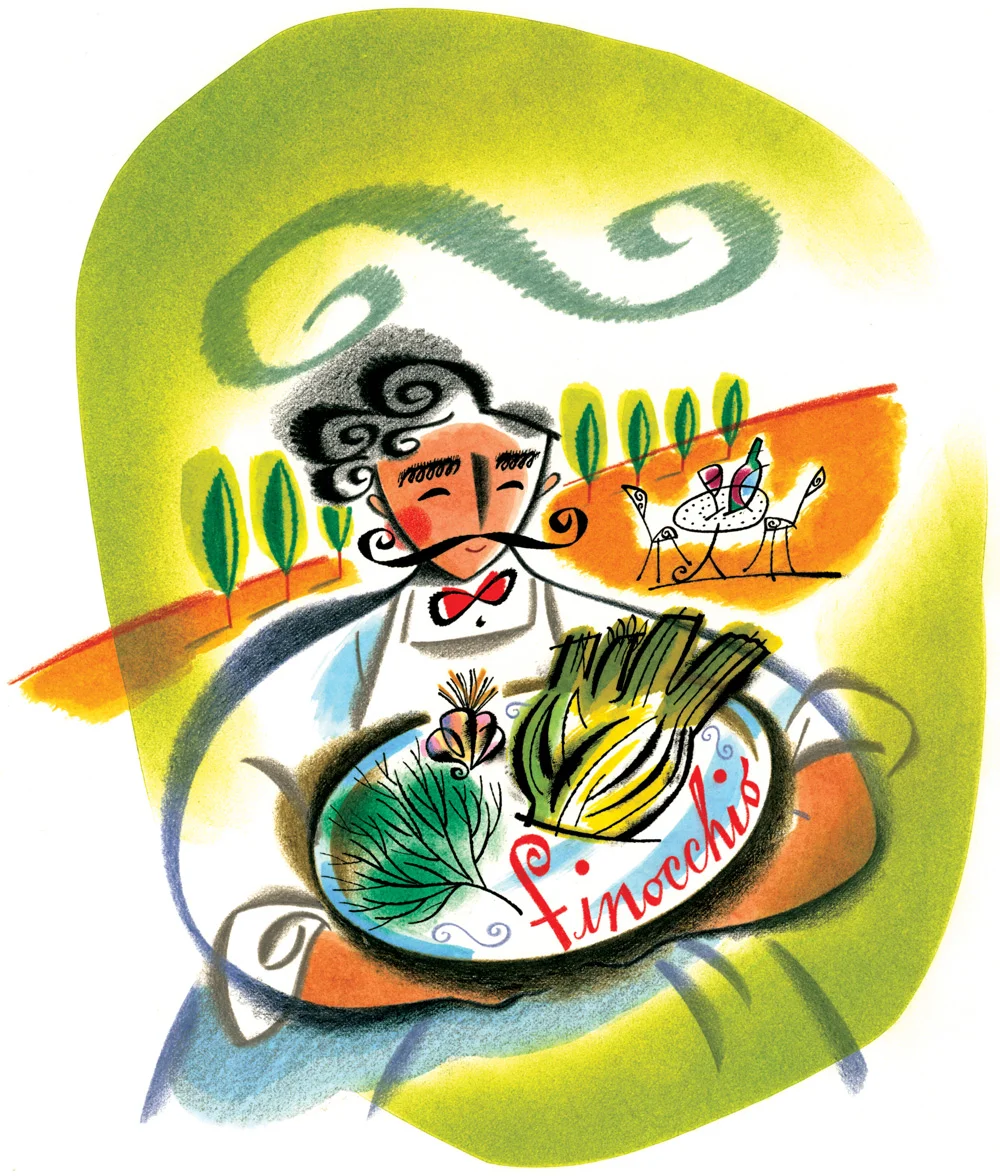 ^ an editorial illustration by Steven Salerno created for Traditional Home magazine -an article on cooking with finocchio