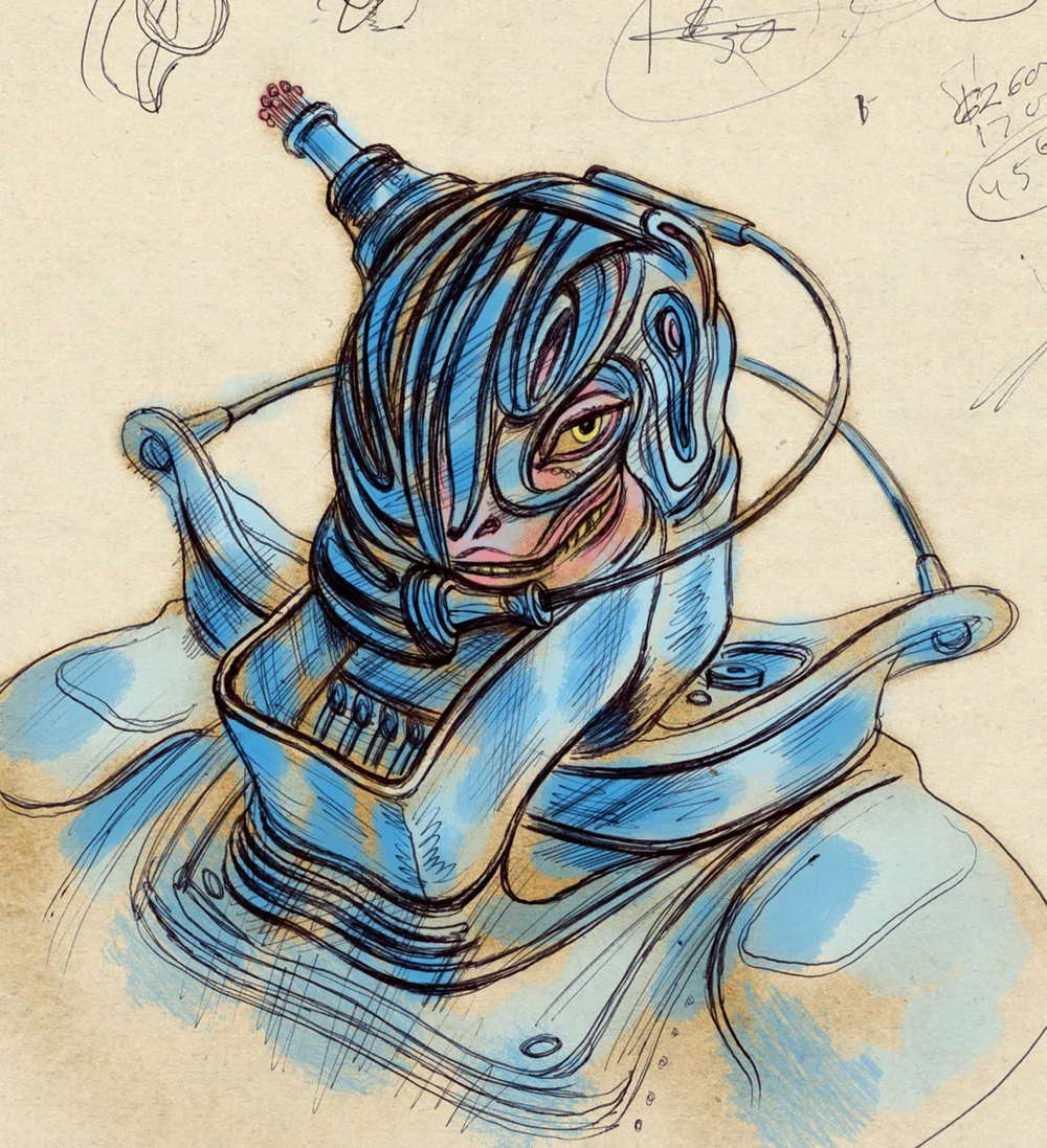 one in a series of alien creature sketches by illustrator Steven Salerno