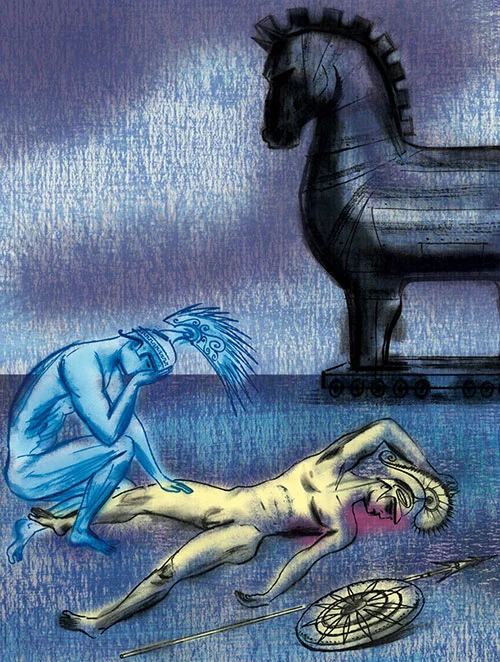 ^ an editorial illustration by Steven Salerno created for The New York Times Book Review for the 2012 review of the book, The Song of Achilles