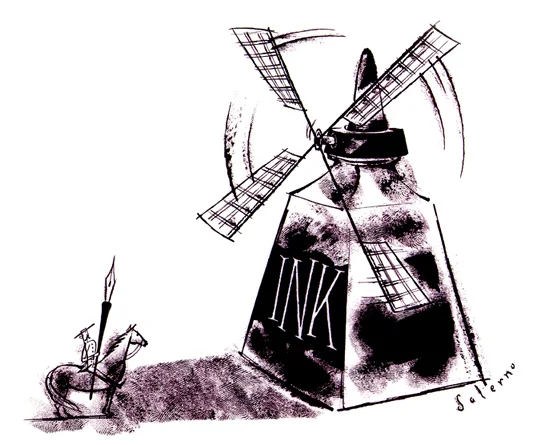 ^ one in a series of monthly B&amp;W editorial illustrations created for Saturday Night magazine (Canada) for their Letters column