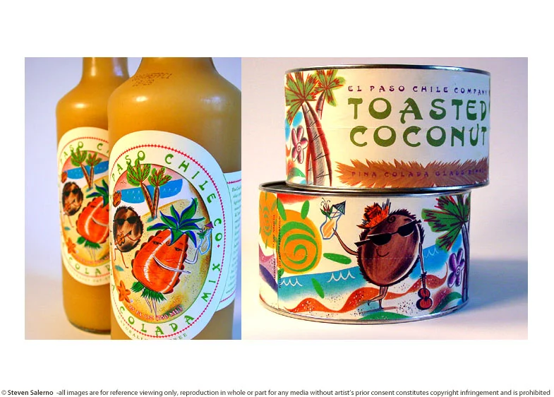 ^ packaging illustrations by Steven Salerno created for El Paso Chile Company -for exclusive sale through Williams-Sonoma