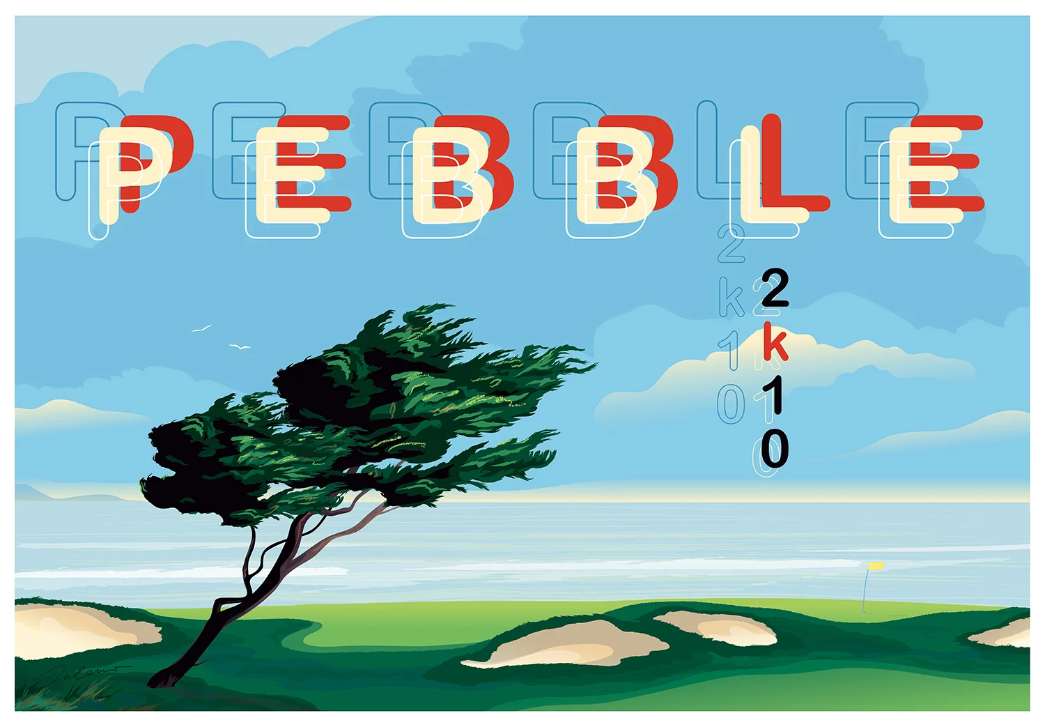 ^ golf poster created by Steven Salerno… a view of the Pebble Beach Golf Links (digital)