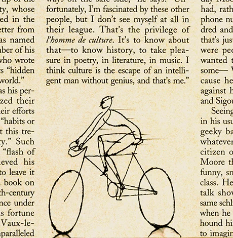 ^ cyclist - one of Steven Salerno’s ink drawings within a series of small drawings created in 1992 for The New Yorker magazine.