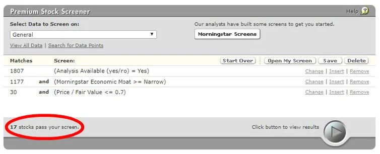 Source: Morningstar Premium Stock Screener ( http://www.morningstar.com )