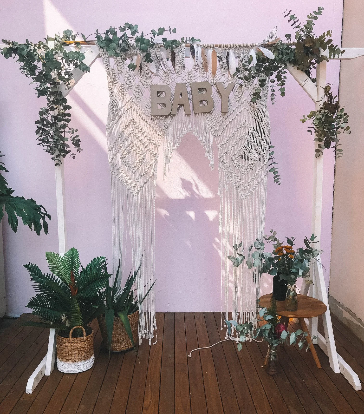 Arch from The Nomad Collective Macrame by darling Koby and the greenery from my fence jumping.