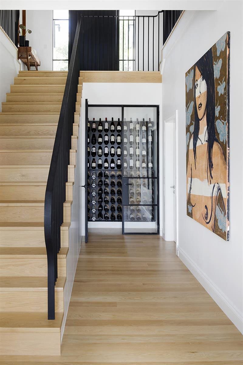 Three Light Design Of Wine Cellar Double Doors