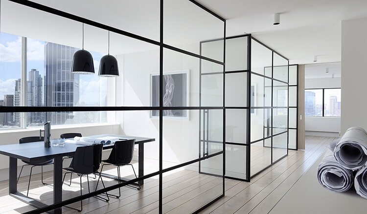Four Panel Rectangle Fixed Windows for Office Design