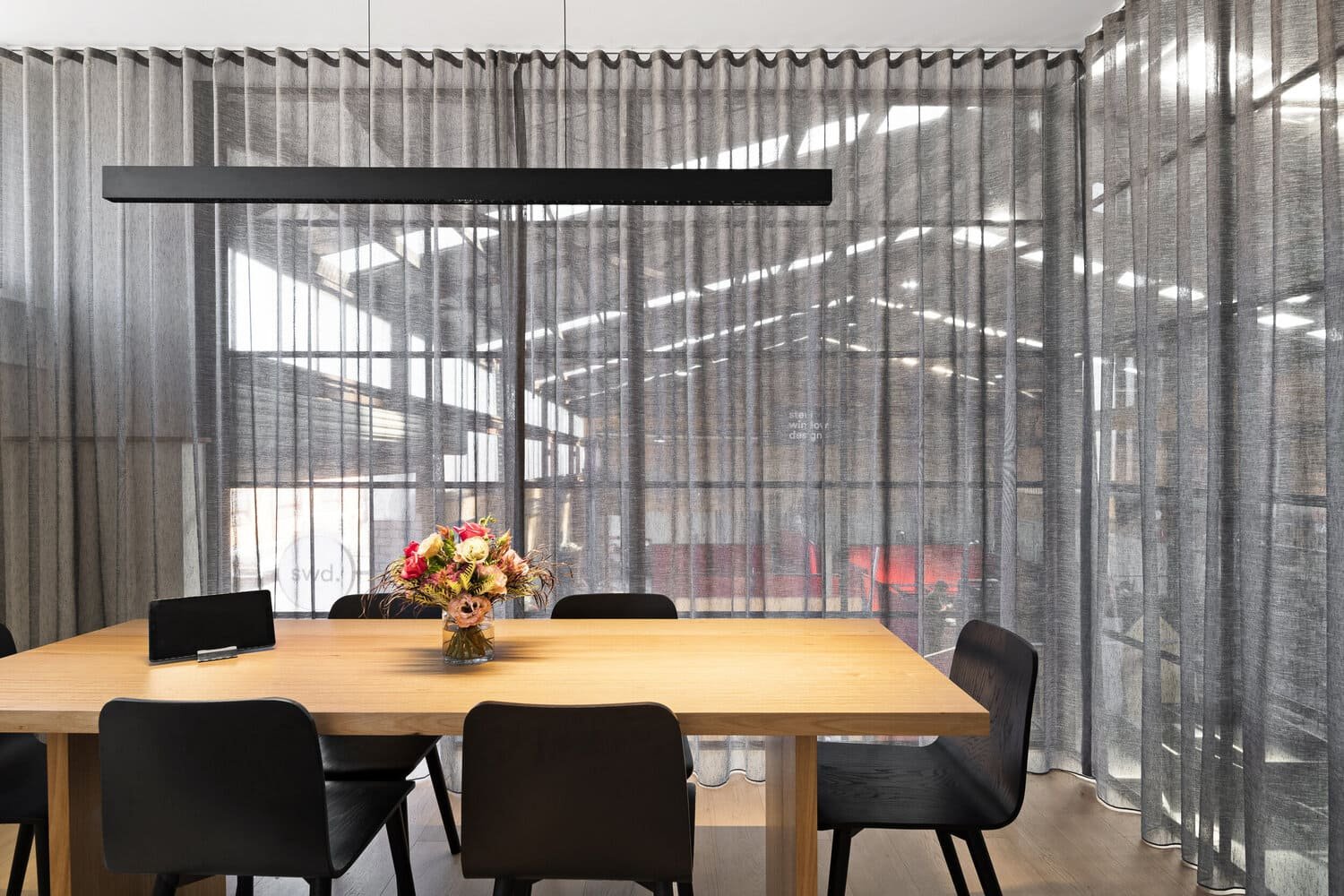 Steel Window Design Showroom Seats and Table