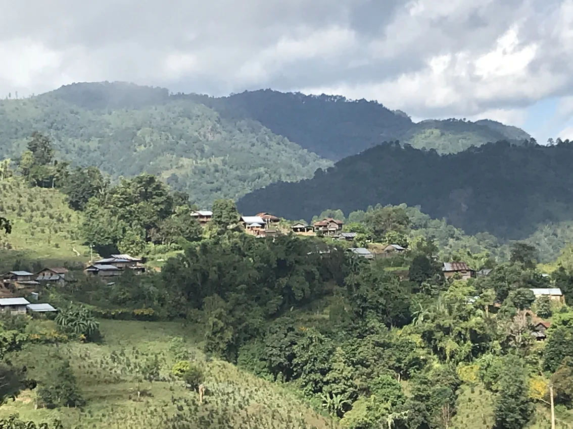 Scenery during our Hsipaw trek. The village is where we spent the night, the area is a big tea growing area. 